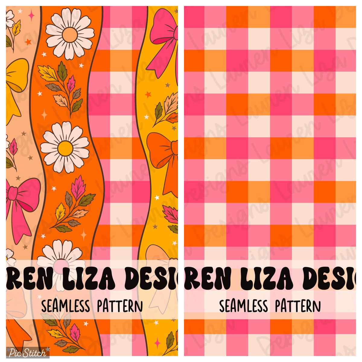 BUNDLE - Bright Autumn Wavy Stripes + Gingham Coordinate