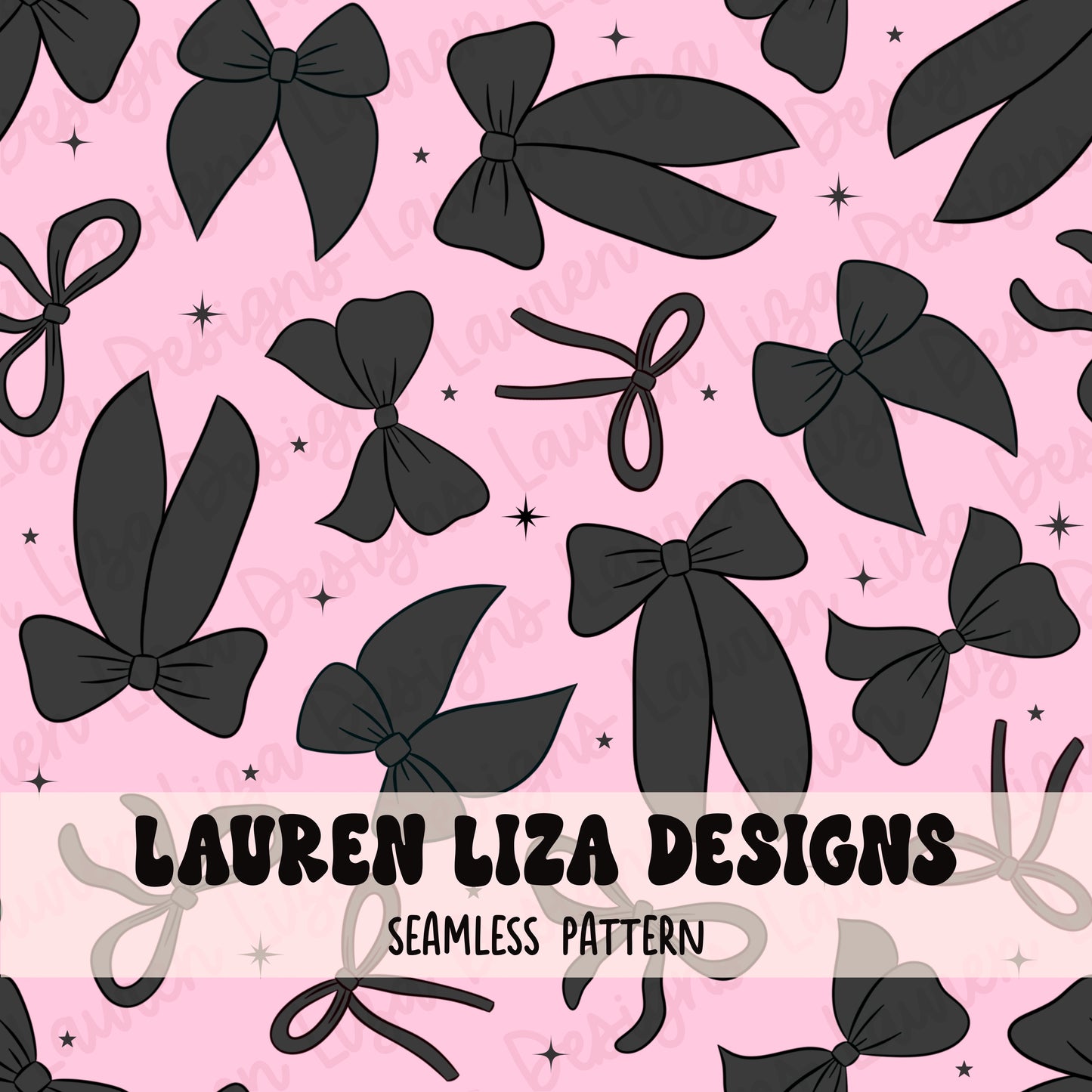 Black Bows on Pink Background