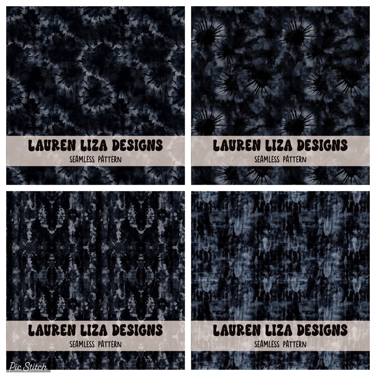 BUNDLE - Black Tie Dye - 4 files