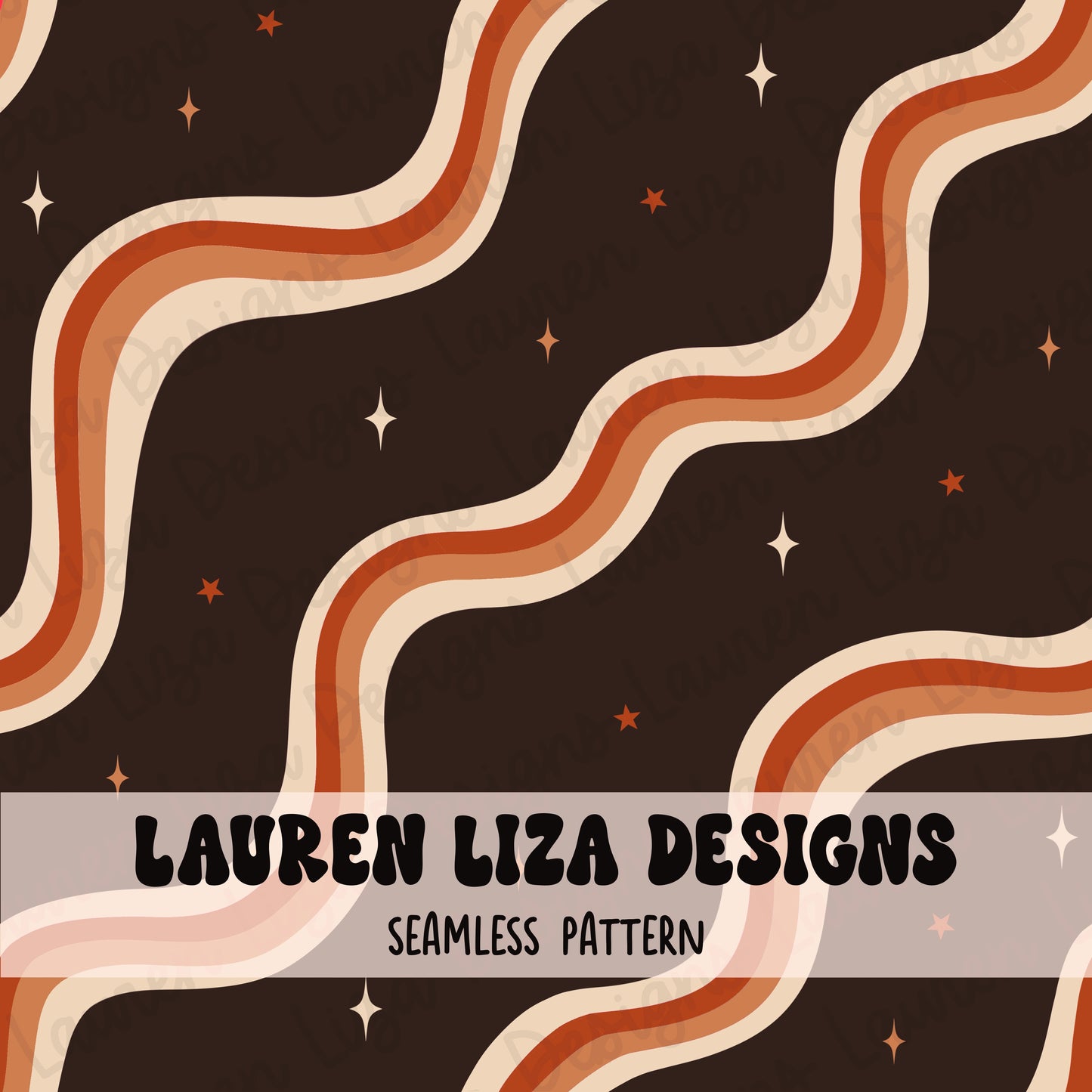 Brown Wavy Diagonal Stripes (Coordinated with Autumn Patchwork with Heart)