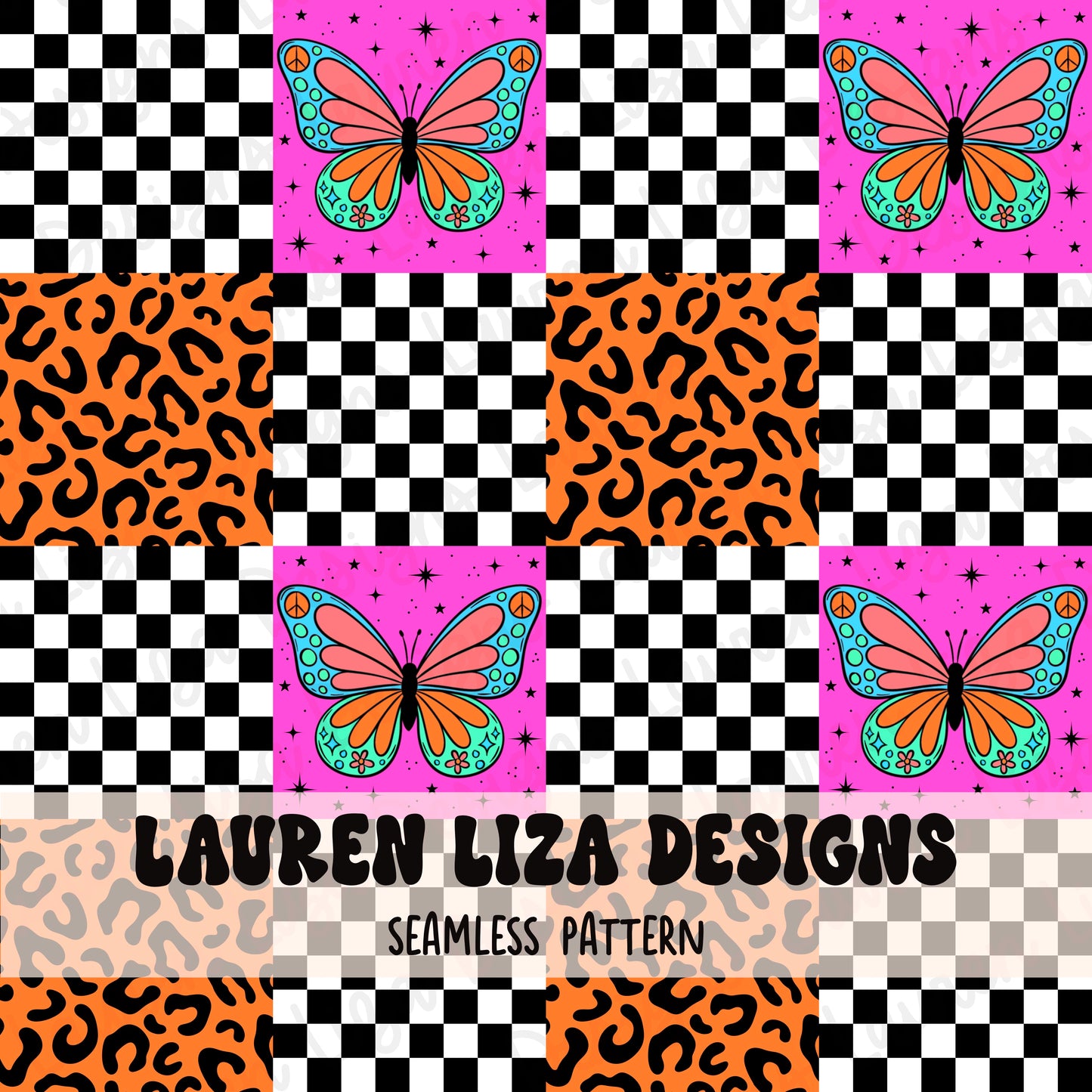 LIMITED Checkers on Checkers with Butterfly for Girls