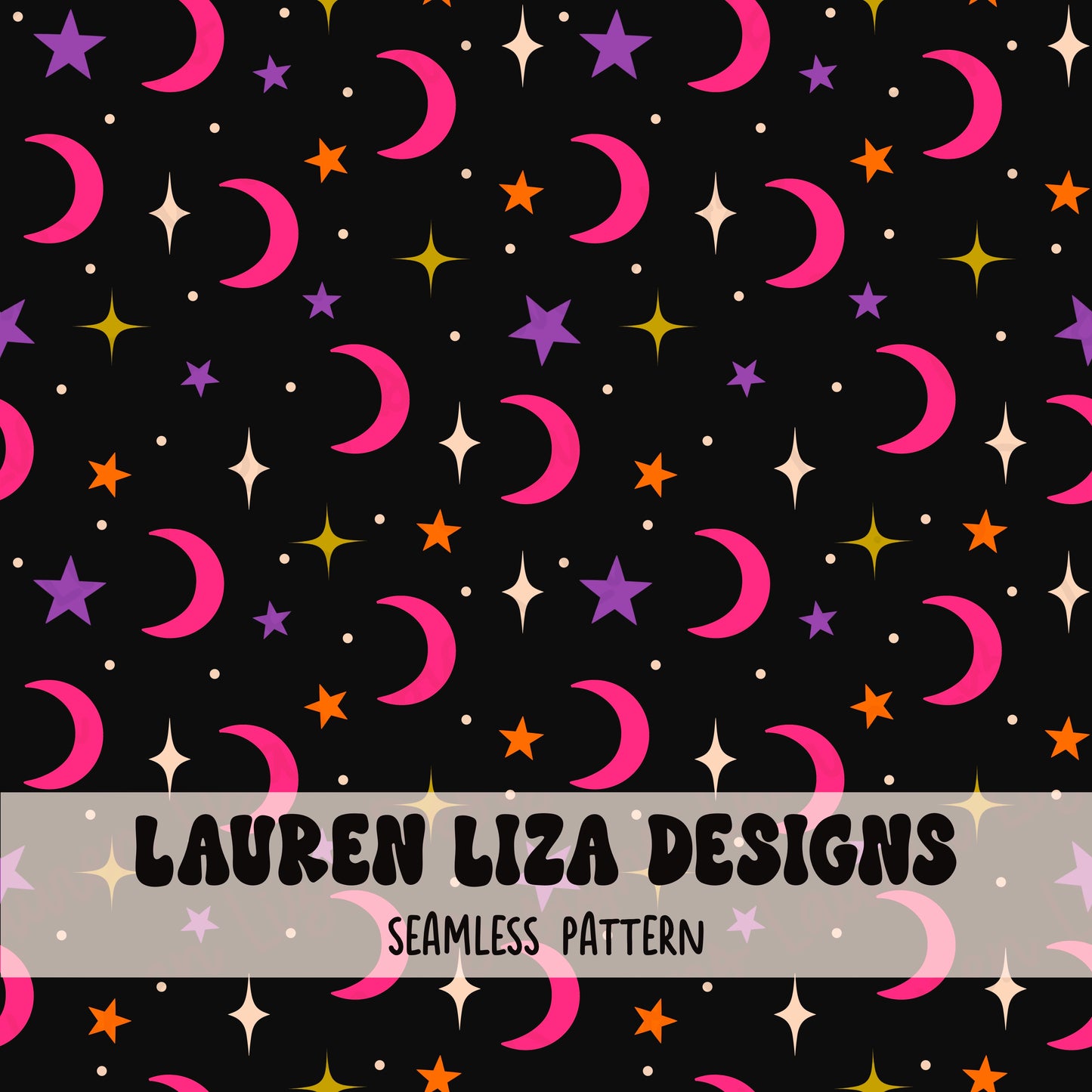 Halloween Moons (Coordinates with Retro Halloween Wavy Stripes)