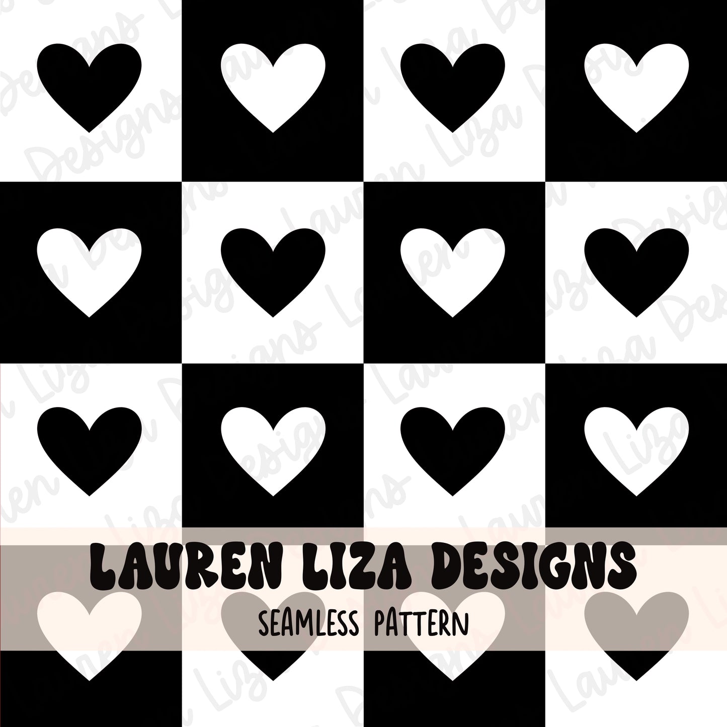 Valentines Heart Checkers - Black and White