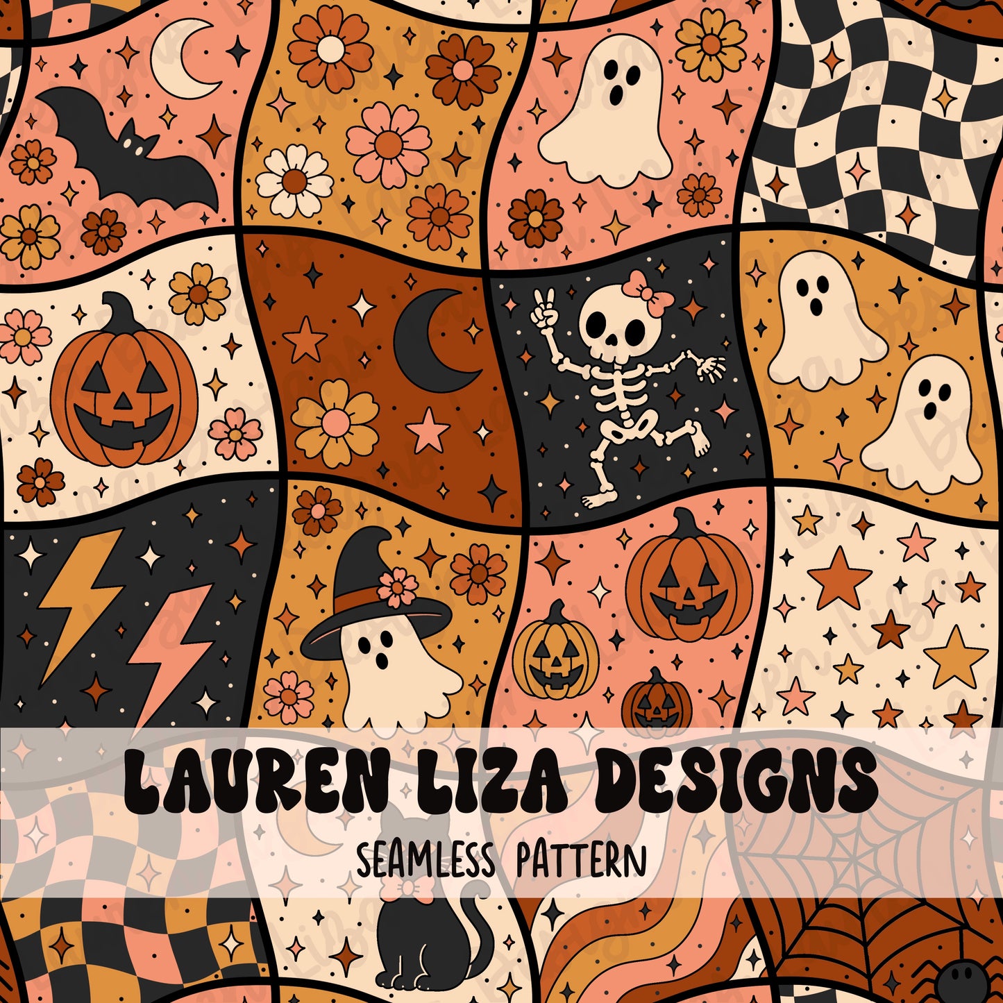 Wavy Halloween Checkers