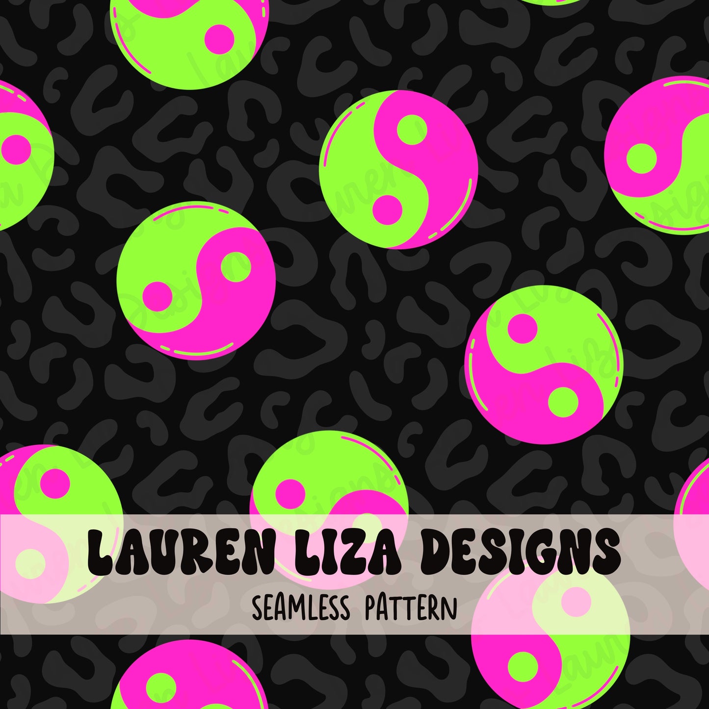Leopard Print with Neon Yin Yangs