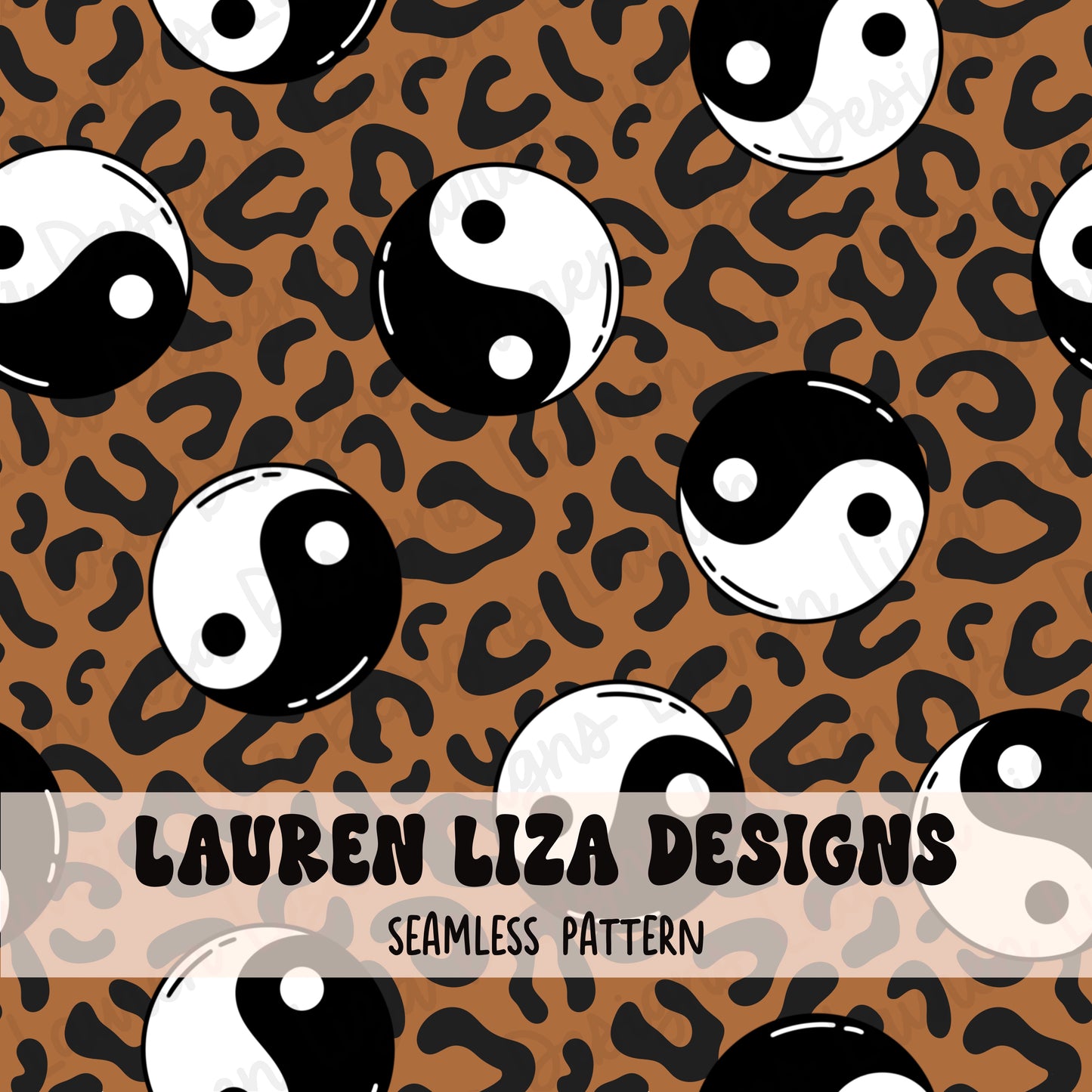 Brown Leopard Print with Yin Yangs
