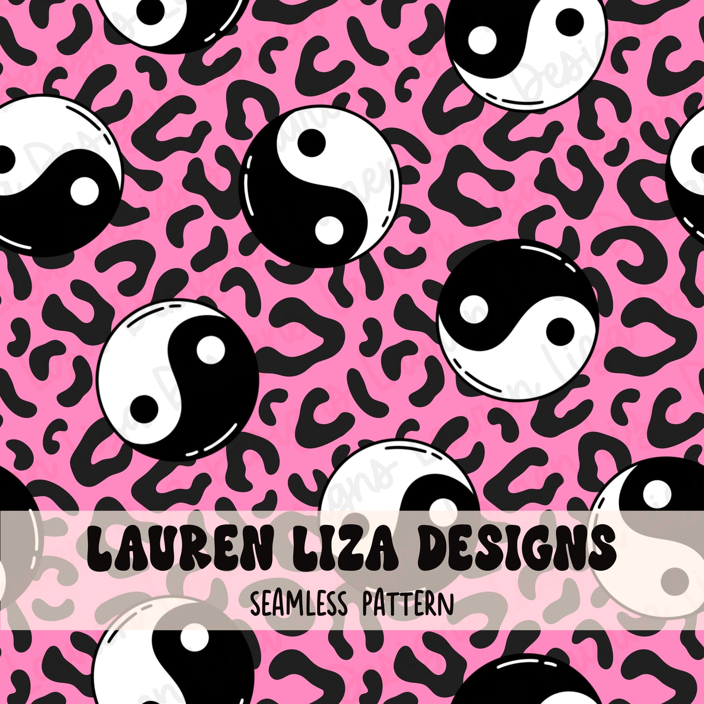 Pink Leopard Print with Yin Yangs