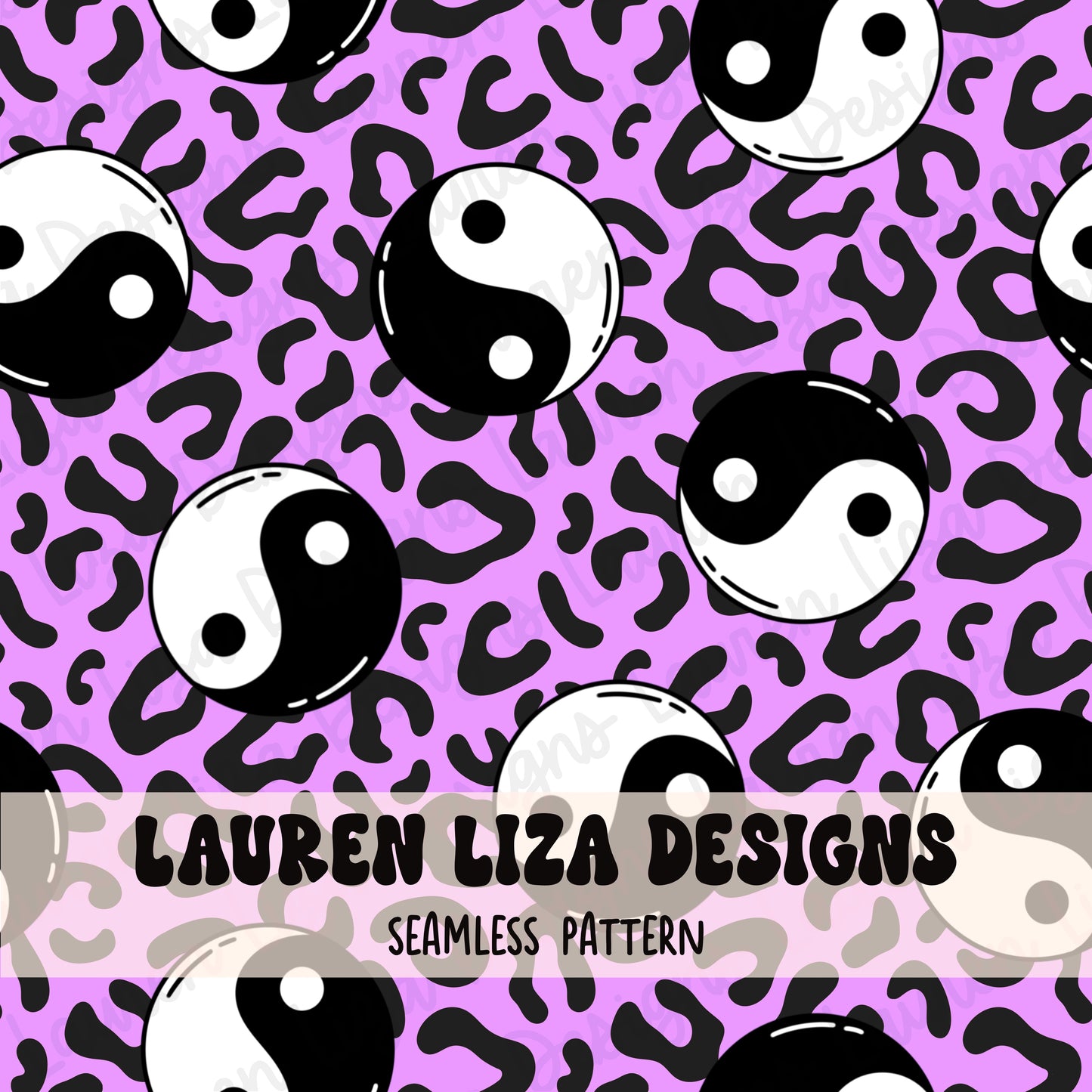 Purple Leopard Print with Yin Yangs