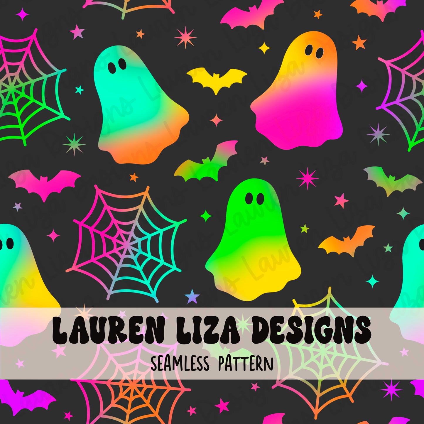 Neon Ghosts and Spiderwebs - Halloween