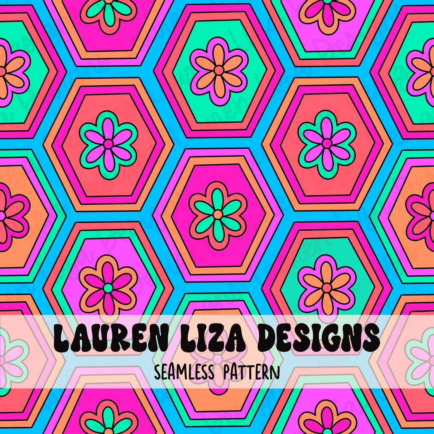 Neon Daisy Hexagons