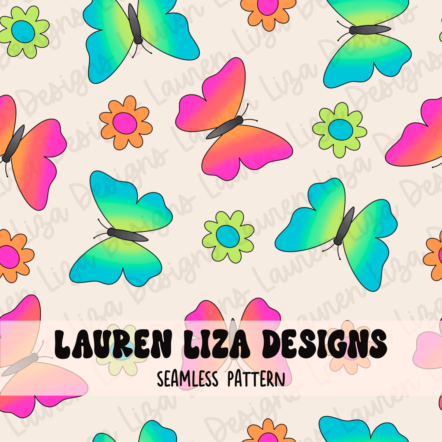 Neon Ombre Butterflies 1