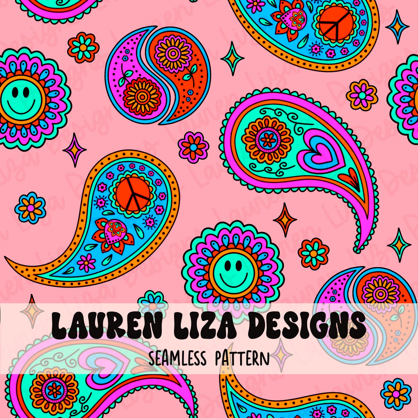 Neon Retro Paisley