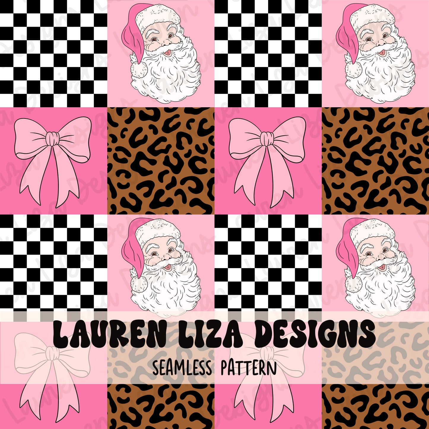 Pink Santa Checkers