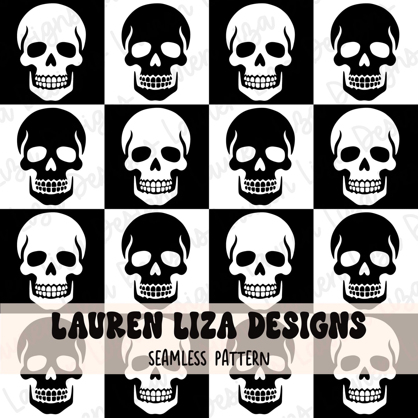 Skull Checkers, Black and White