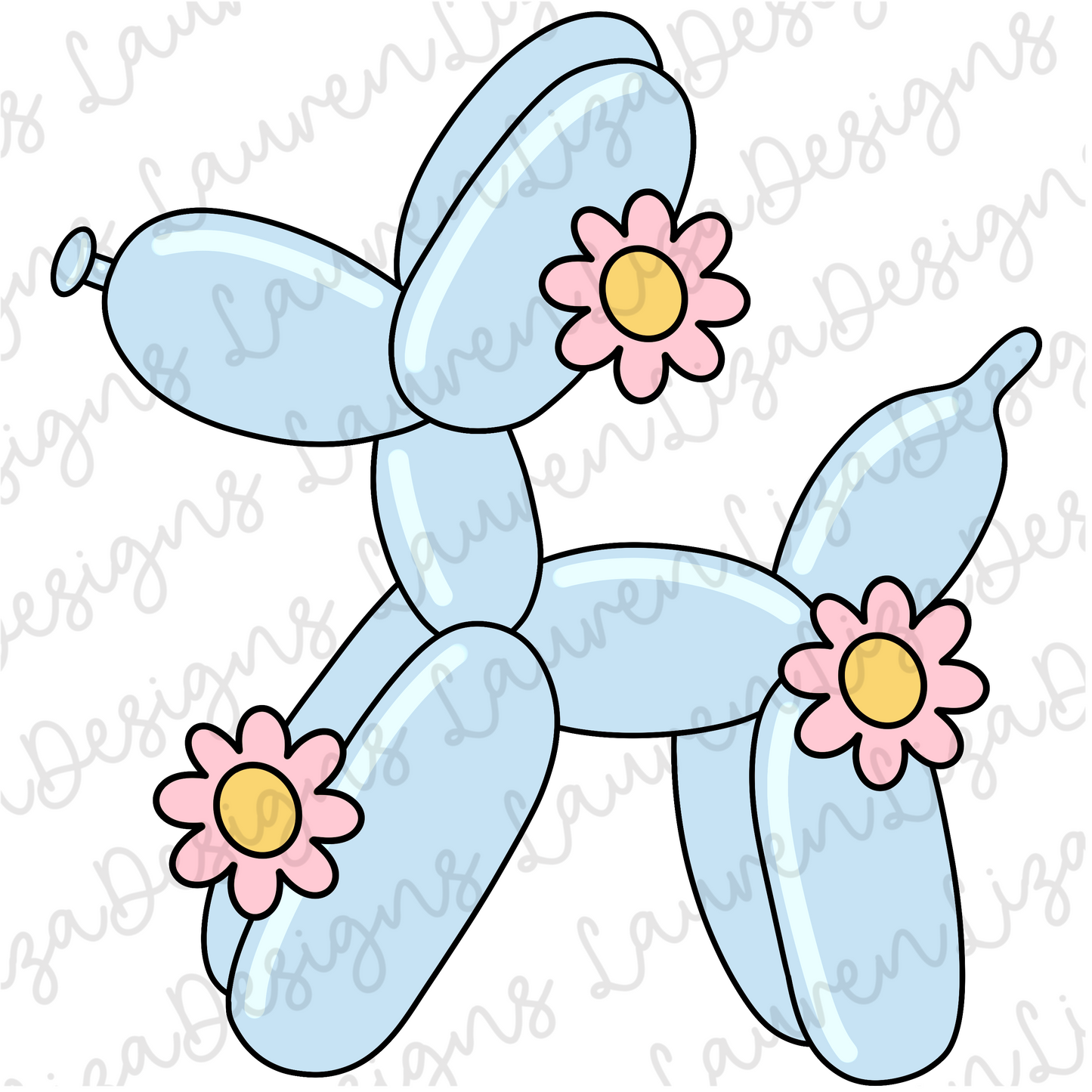 Spring Balloon Dog - Blue - PNG