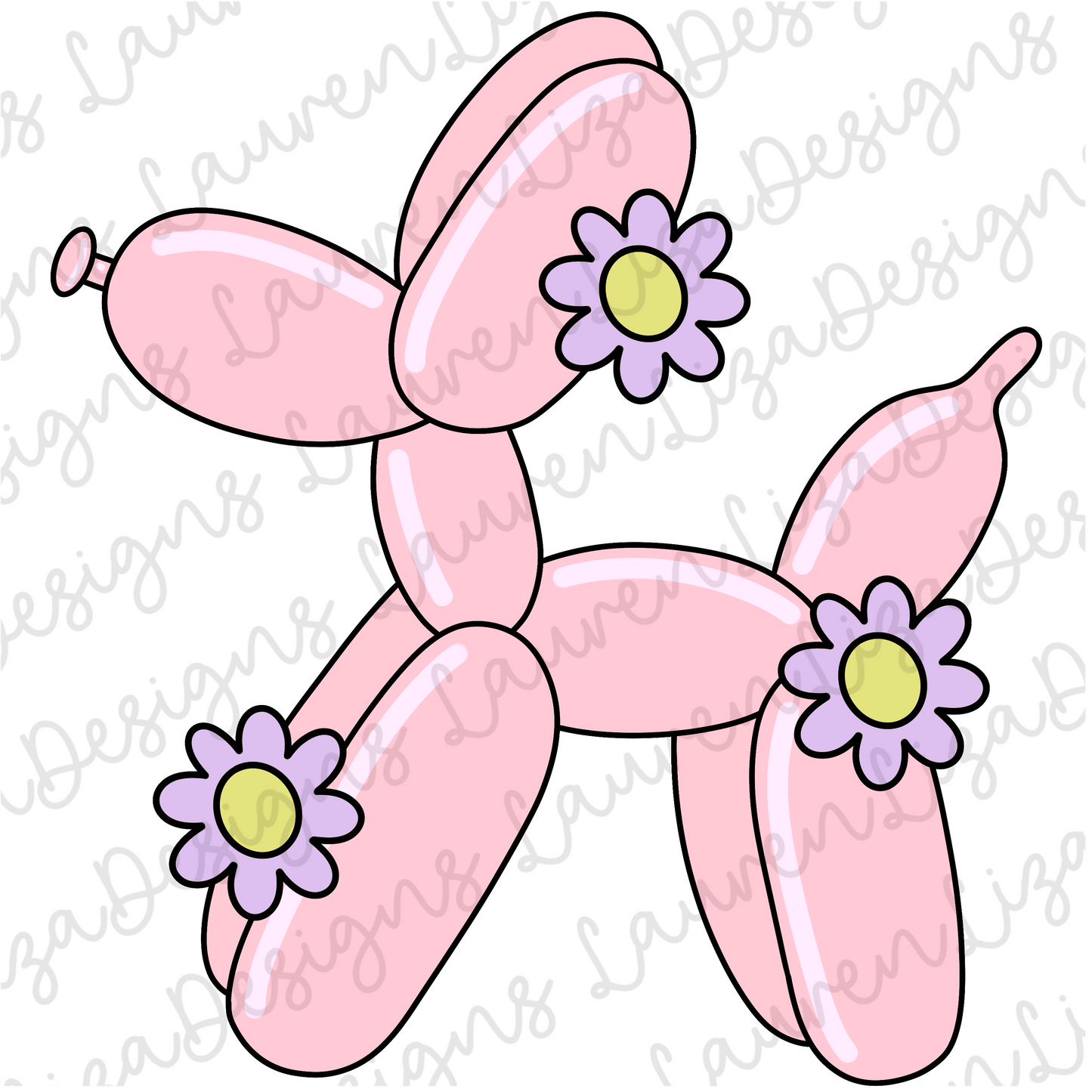 Spring Balloon Dog - Pink - PNG