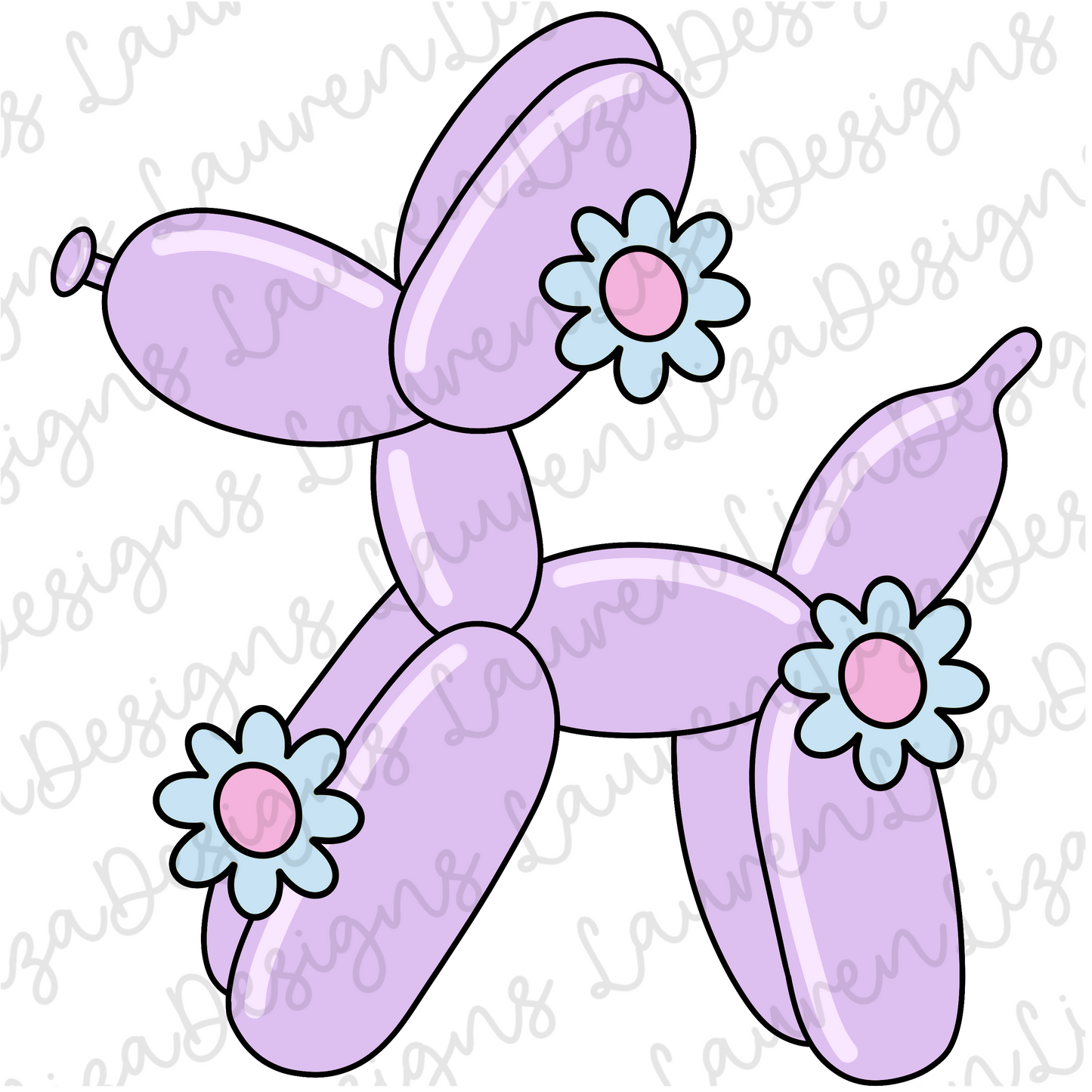 Spring Balloon Dog - Purple - PNG