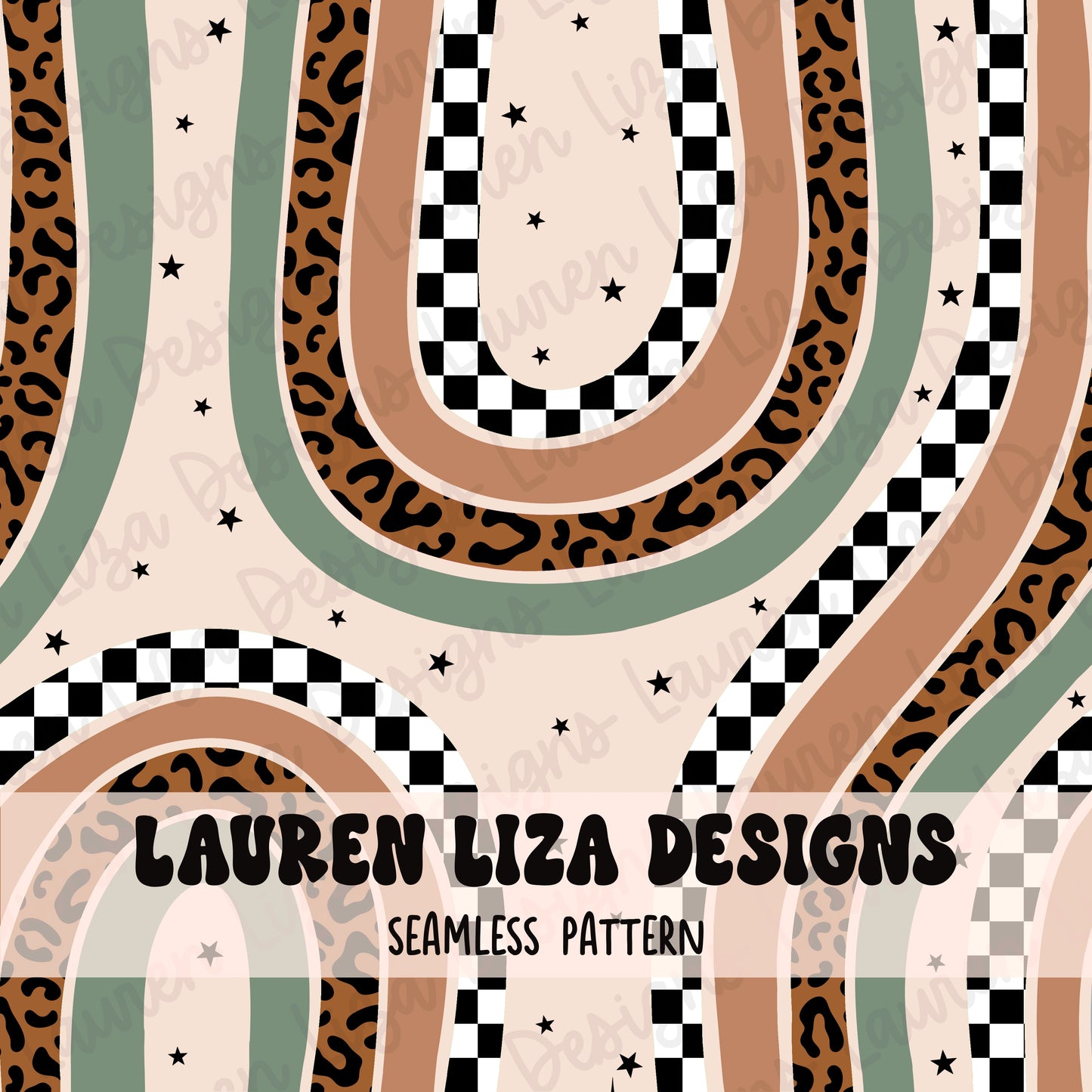 Tan and Teal Retro Stripes