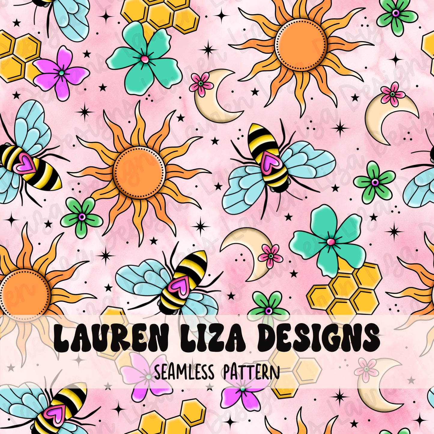 Tattoo Style Celestial Bees