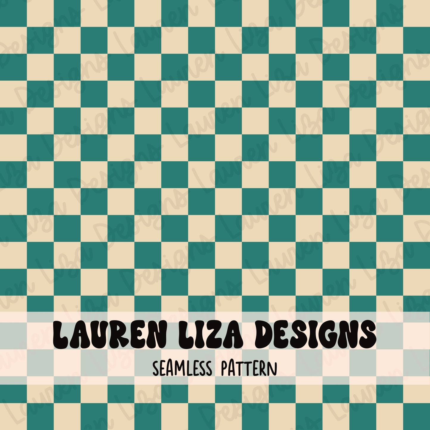 Teal and Cream Checkers (Coordinates with Thanksgiving Boy Turkey)