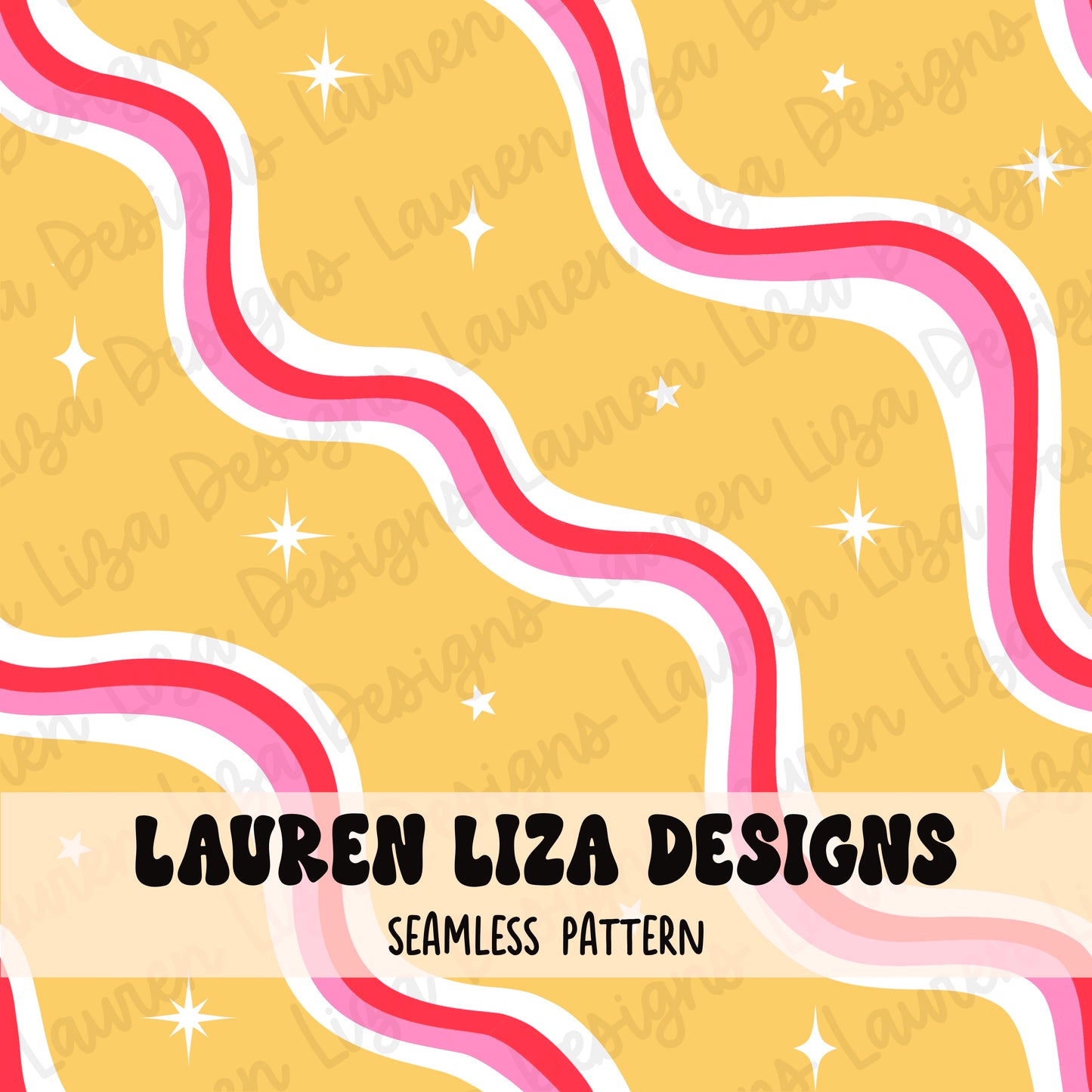 Retro Wavy Stripes on Yellow Background