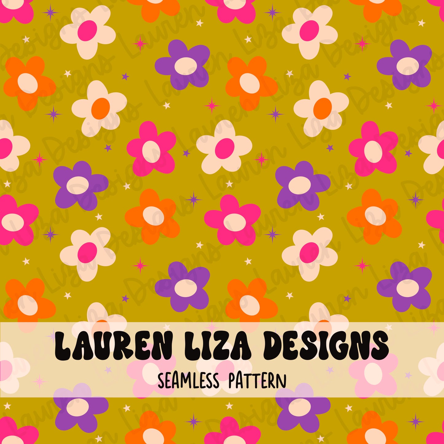 Halloween Daisies (Coordinates with Retro Halloween Wavy Stripes)