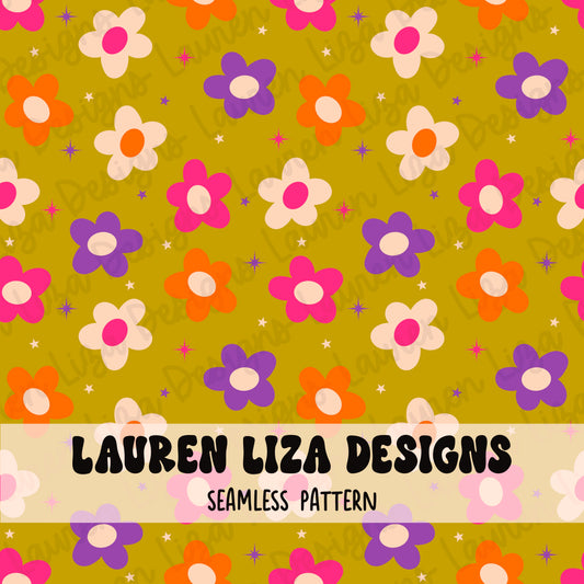 Halloween Daisies (Coordinates with Retro Halloween Wavy Stripes)