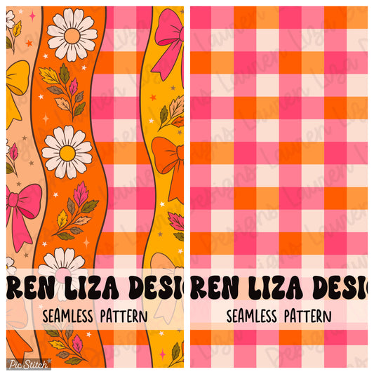 BUNDLE - Bright Autumn Wavy Stripes + Gingham Coordinate