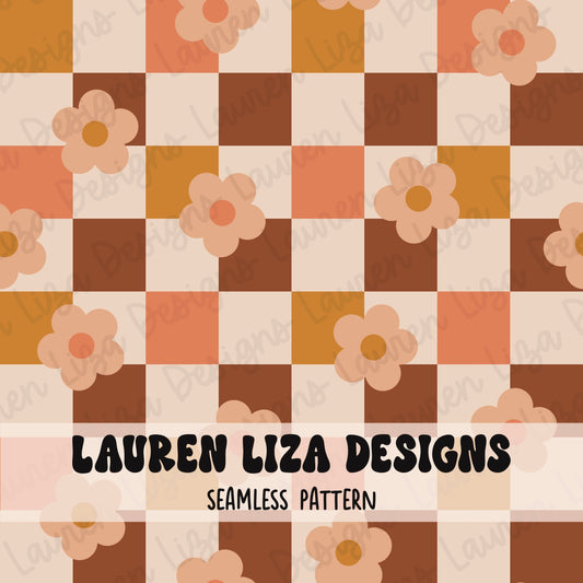 Autumn Floral Checkers