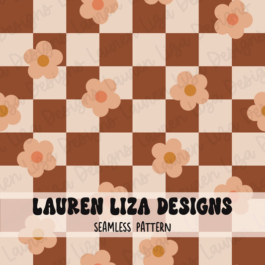 Autumn Floral Checkers 2