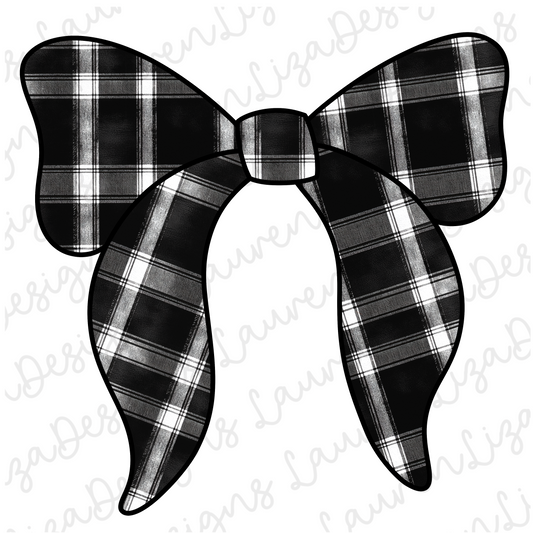 Black Plaid Bow PNG