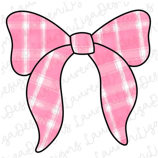 Pink Plaid Bow PNG