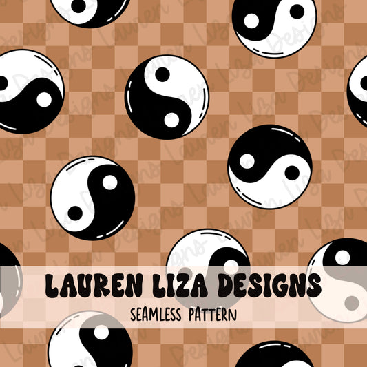 Brown Checkers with Yin Yangs