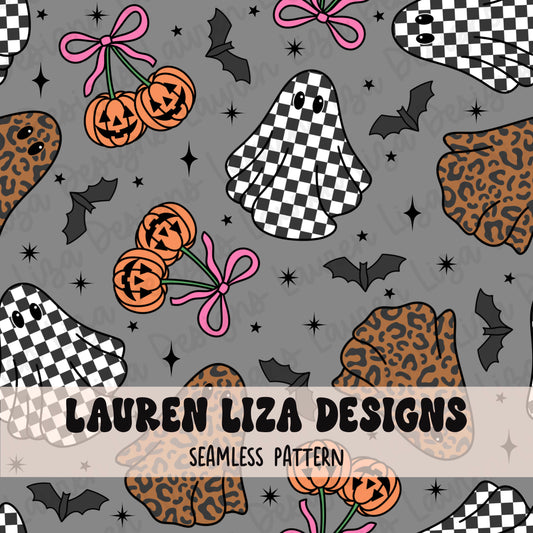 Checker and Leopard Ghosts, Gray Background