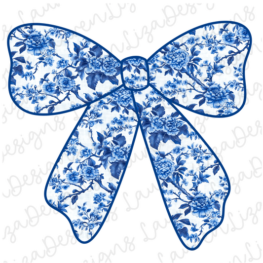 Blue Chinoiserie Bow PNG