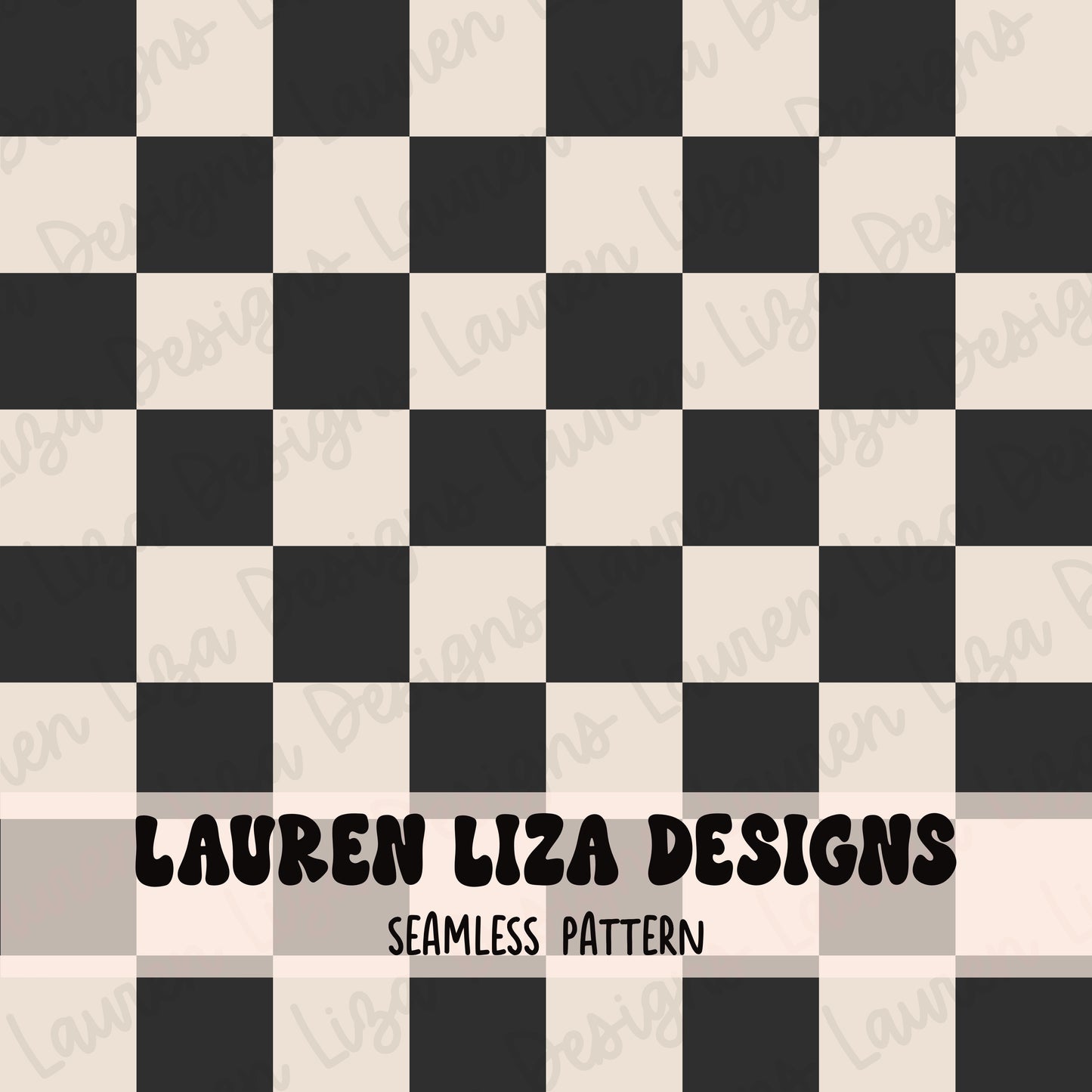 Dark Gray and Cream Checkers - Coordinates with Neutral Beach