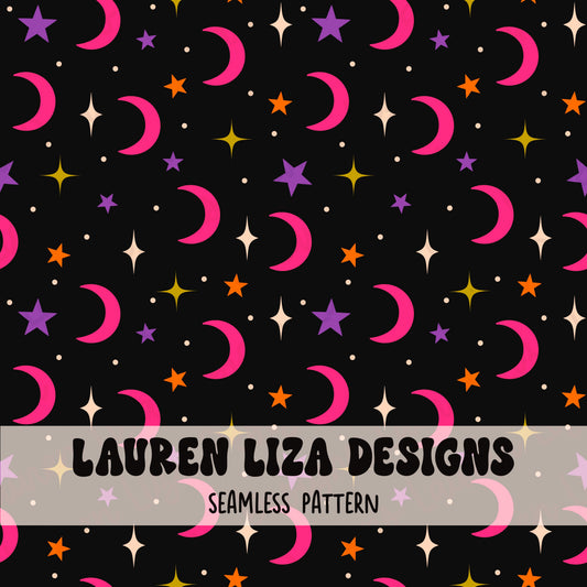 Halloween Moons (Coordinates with Retro Halloween Wavy Stripes)