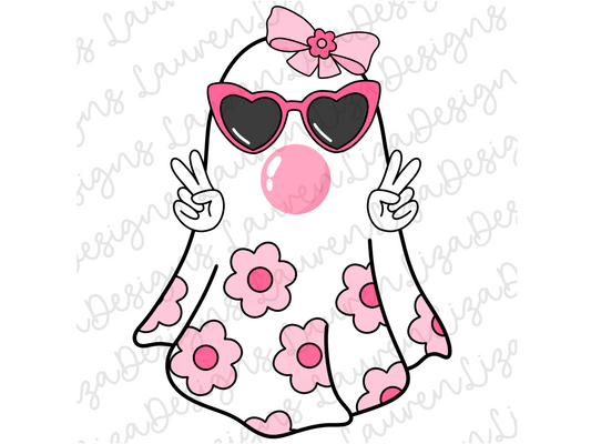 Cute Ghost Blowing Bubble PNG