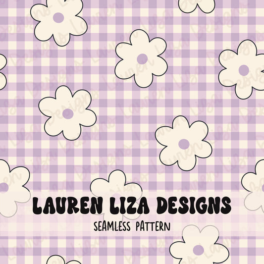 Gingham Daisies - Purple