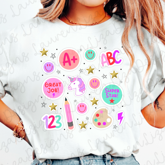 Back to School, Girl Sticker Sheet PNG