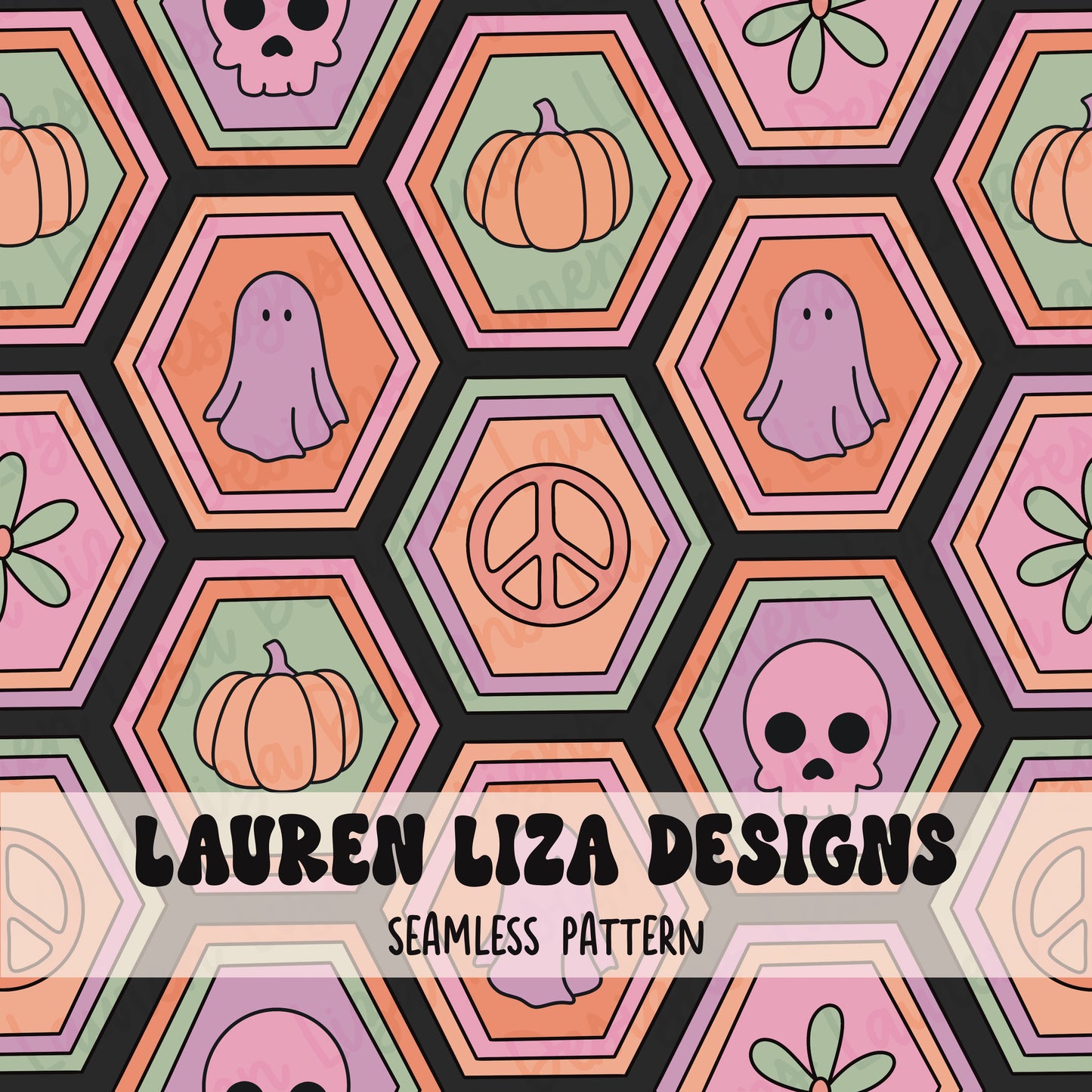 Halloween Hexagons - Black