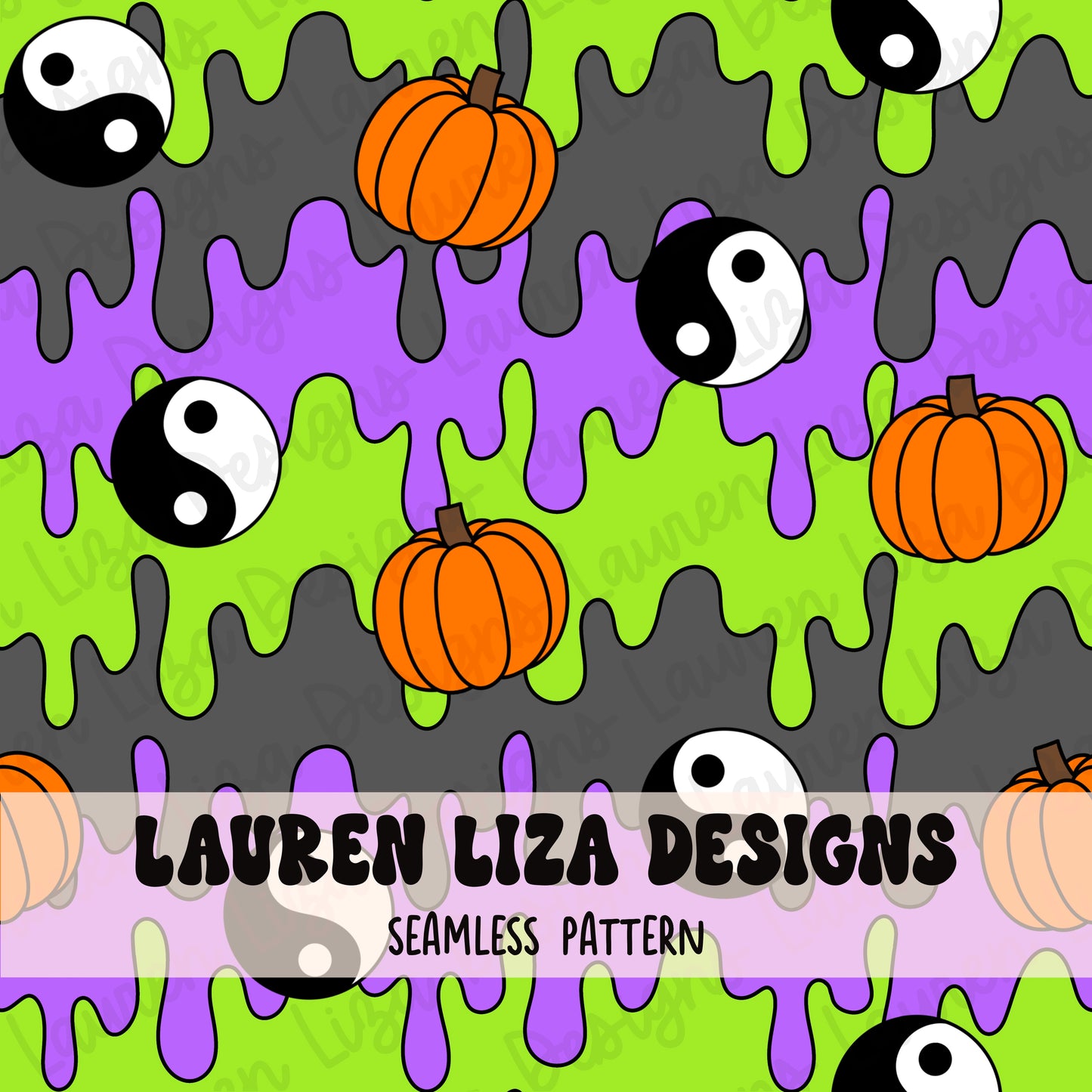 Halloween Slime with Yin Yangs and Pumpkins
