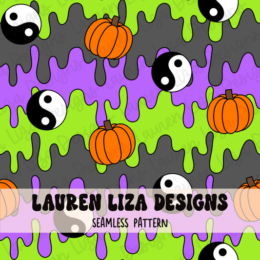 Halloween Slime with Yin Yangs and Pumpkins