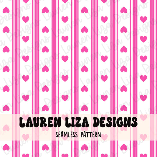 Heart Stripes - Pink and White