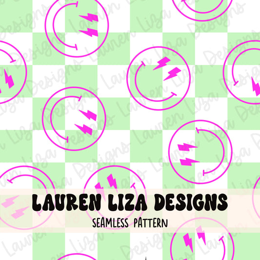 Smiley Checks - Magenta and Green