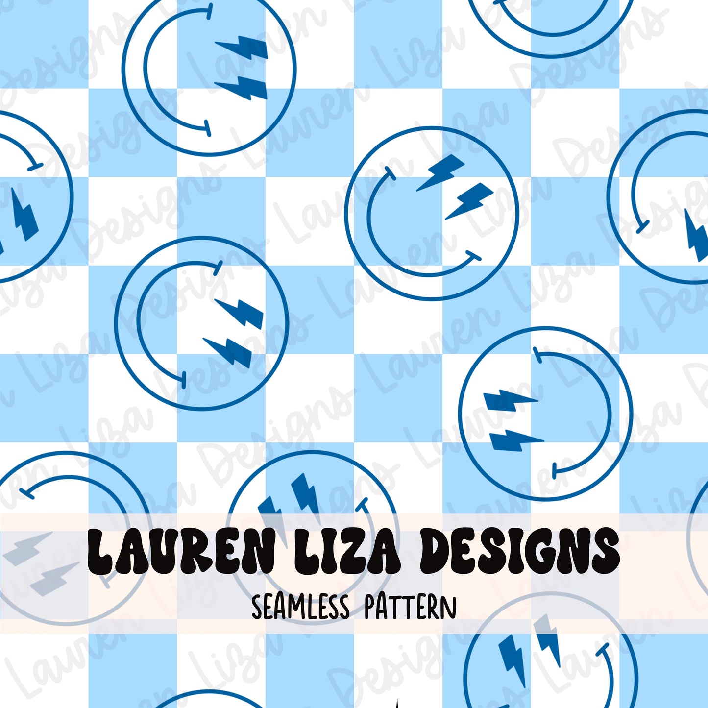 Smiley Checks - Blue