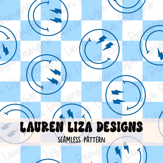 Smiley Checks - Blue