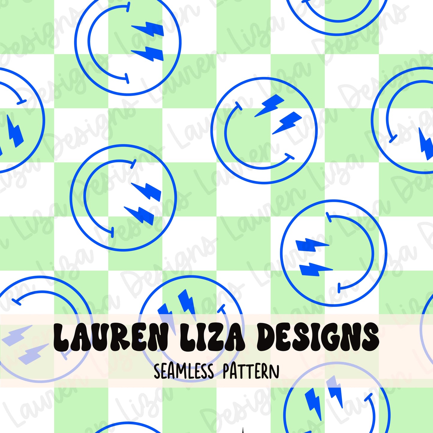 Smiley Checks - Blue and Green