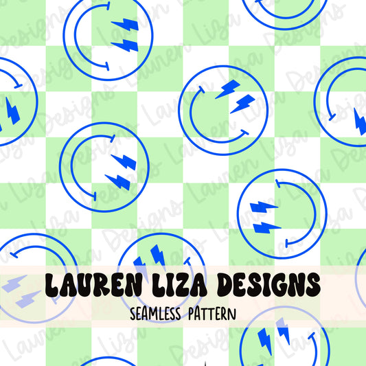 Smiley Checks - Blue and Green