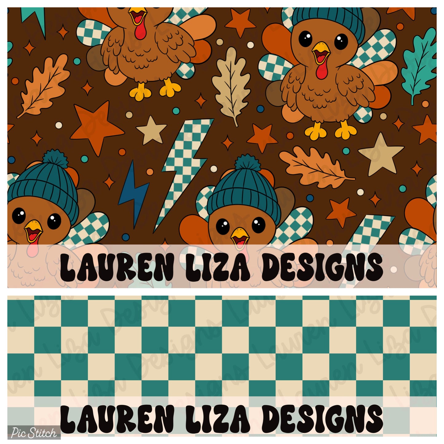 BUNDLE - Thanksgiving Boy Turkey Seamless and Coordinating File
